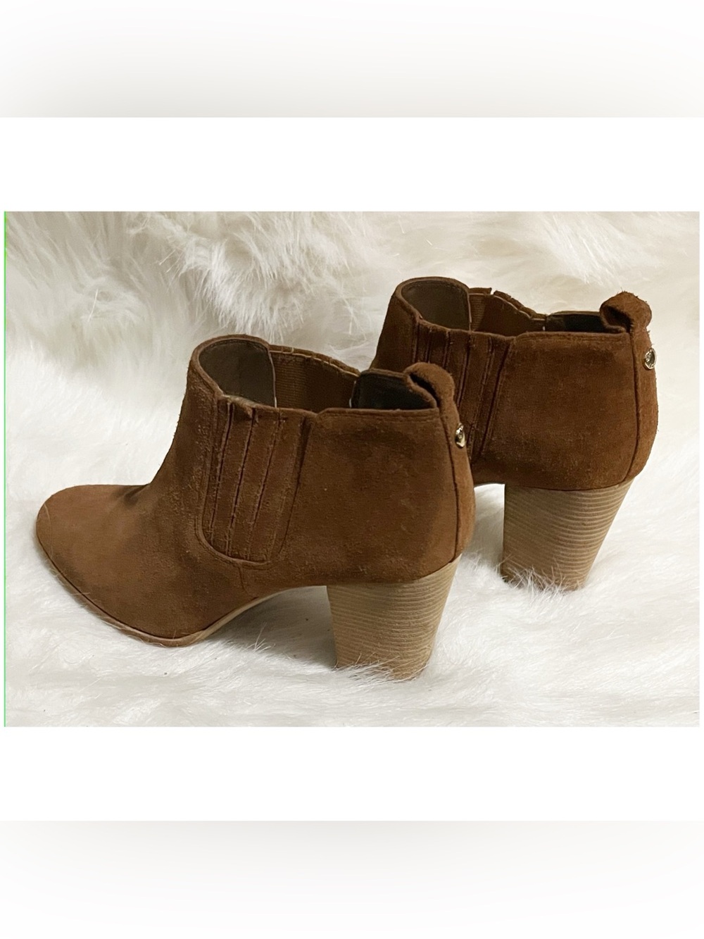 Michael Kors Suede Whiskey Brown Leather Ankle Booties Size 9